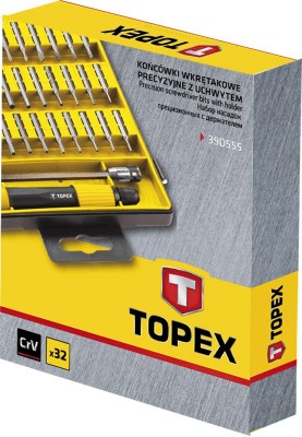 Topex Набір біт, прецизійні, 32 од., бітотримач, 30 біт 30 мм, кейс