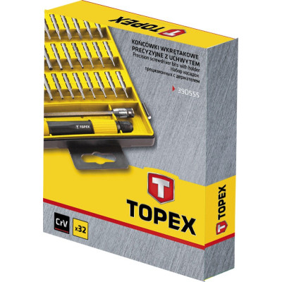 Topex Набір біт, прецизійні, 32 од., бітотримач, 30 біт 30 мм, кейс