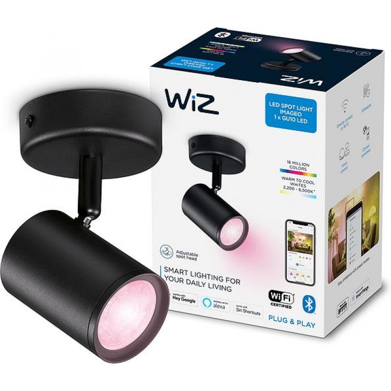 WiZ Світильник точковий накладний розумний IMAGEO Spots, 1х5W, 2200-6500K, RGB, Wi-Fi, чорний