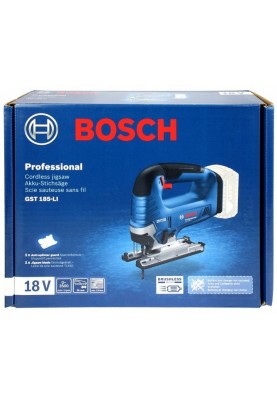Bosch Лобзик GST 185-LI, акумуляторний 18В, хід 26мм, 0-3500 об/хв, 2.4 кг, без АКБ та ЗП