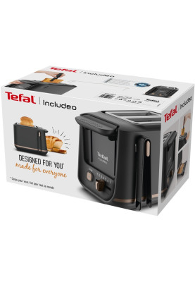 Tefal Тостер Includeo 850Вт, розморожування, щипці, термопластик, чорний