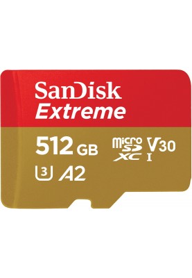 SanDisk Карта пам'яті microSD 512GB C10 UHS-I U3 R190/W130MB/s Extreme V30 + SD