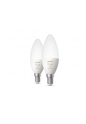 Philips Hue Лампа розумна E14, 5.2W(40Вт), 2200K-6500K, Tunable white, ZigBee, Bluetooth, димування, 2шт