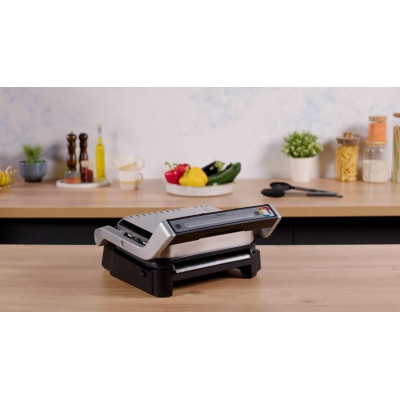 Tefal Гриль прижимний OptiGrll 2в1 Inox, 2100Вт, темп. режимів-4, з`ємні пластини, метал