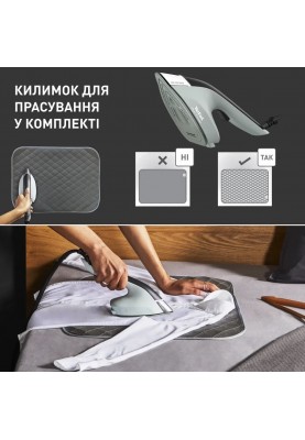 Tefal Відпарювач компактний Duo Power 2в1, 1700Вт, 400мл, паровий удар -180гр, постійна пара - 25гр, керам. підошва, світло-зелений