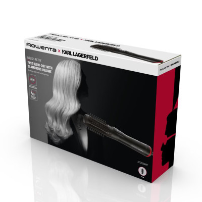 Rowenta Фен-щітка Karl Lagerfeld Activ Keratin&Shine, 1000Вт, 2 режими, іоніз-я, чорний