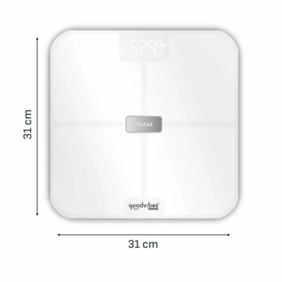 Tefal Ваги Tefal підлогові Goodvibes Sport, 200кг, Bluetooth, AAAx4 в комплекті, скло, білий