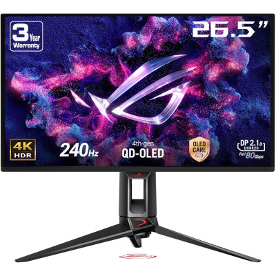 ASUS Монітор Asus 26.5" ROG Swift PG27UCDM 2xHDMI, DP, USB-C, 3xUSB, QD-OLED, 3840x2160, 240Hz, 0.03ms, DCI-P3 99%, FreeSync, Pivot, HDR400