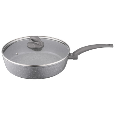 ARDESTO Сковорідка Gemini Gourmet з кришкою 28 см, сірий мармур, алюміній