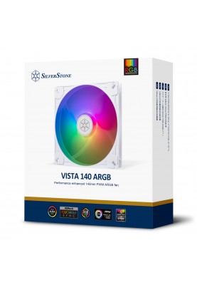 SilverStone Корпусний вентилятор Vista VS140W ARGB, 140мм, 1600rpm, 4pinPWM, 3pin +5VARGB, 30.8dBa, білий