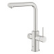Grohe Змішувач для кухні Blue Pure Minta, довж.виливу - 223мм, поворотний/витяжний, 1+1фильтр, супер сталь