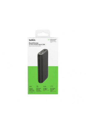 Belkin Акумулятор портативний літій-іонний Power Bank 26000мА·рік, 32Вт, USB-A/USB-C PD PPS, чорний