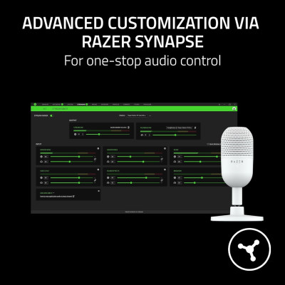 Razer Мікрофон геймінговий Seiren V3 Mini, Omni, USB-A, 1.2м, білий