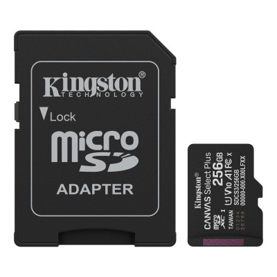 Kingston Карта пам'яті Kingston microSD 256GB C10 UHS-I A1 V10 R150MB/s + SD