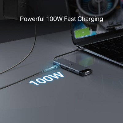 TP-Link Хаб USB UH9120C USB-C > 3xUSB3.0/1xUSB-C/xHDMI/1xRJ45/1xSD/1xmicroSD/1xPD 100Wh