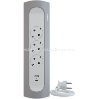 Legrand Підовжувач мережевий без кабелю, 3xТипF, 16A, 1xUSB-A,1xUSB-C, кутовий, білий