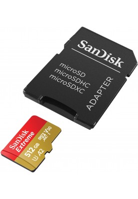 SanDisk Карта пам'яті microSD 512GB C10 UHS-I U3 R190/W130MB/s Extreme V30 + SD