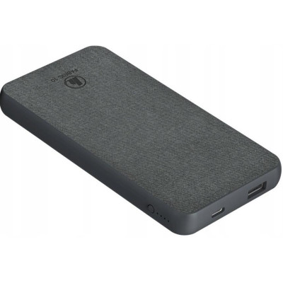 HAMA Акумулятор портативний літій-іонний power bank Fabric 10, 10000мАг, USB-A/USB-C, 12Вт, сірий