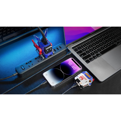 GravaStar Зарядний пристрій GraveStar 65Вт USB-C/USB-A, War-Damaged Blaze Blue
