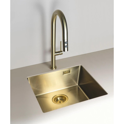 Deante Мийка кухонна OLFATO PRECIOUS, сталь, прямокутник, без крила, 550х505х200мм, чаша - 1, врізна, золото браш.