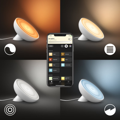 Philips Hue Настільний світильник розумний Bloom, 2000K-6500K, RGB, ZigBee, Bluetooth, димування, білий