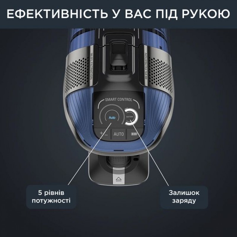 Rowenta Пилосос безпровідний X-Force Flex 12.60 Auto Aqua , 320Вт, чорно-синій