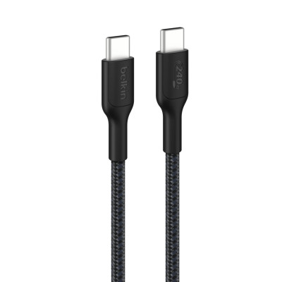 Belkin Кабель USB-C > USB-C заряджання/синхронізації 1м, 240Вт, Type-C, плетен, чорний