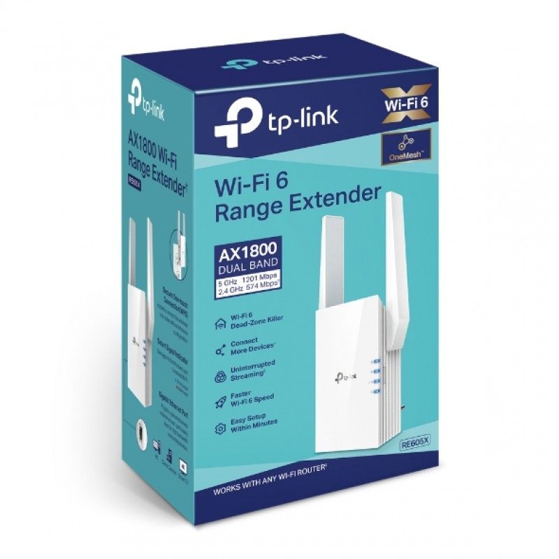 TP-Link Повторювач Wi-Fi сигналу RE605X AX1800 1хGE ext. ant x2 OneMesh