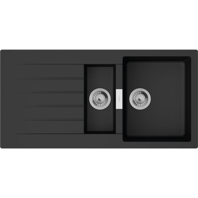 Hansgrohe Мийка кухонна S52, граніт, прямокутник, з крилом, 980х480х190мм, чаша - 1.5, накладна, S520-F530, чорний графіт