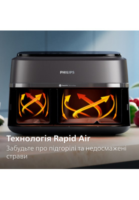 Philips Мультипіч Ovi Dual Series 3000 2750Вт, чаша-6+3л, сенсорне кер., 2 контейнери, 8 авто. програм, пластик, чорний