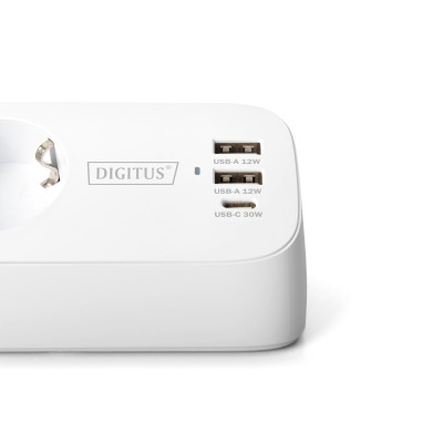 Digitus Блок розеток DIGITUS Office, 3xSchuko, 2xUSB-A, 1xUSB-C, 16A, 1.5м, вилка Schuko, білий