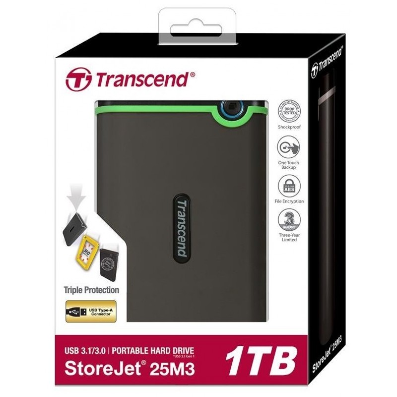 Transcend Портативний жорсткий диск 2TB USB 3.1 StoreJet 25M3 Iron Gray