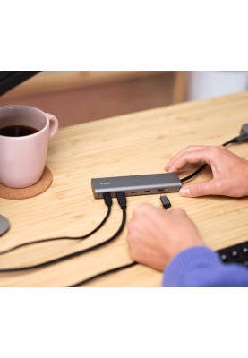 Trust Хаб Halyx USB-C > 5xUSB-C , Алюміній, 0.1м, сірий