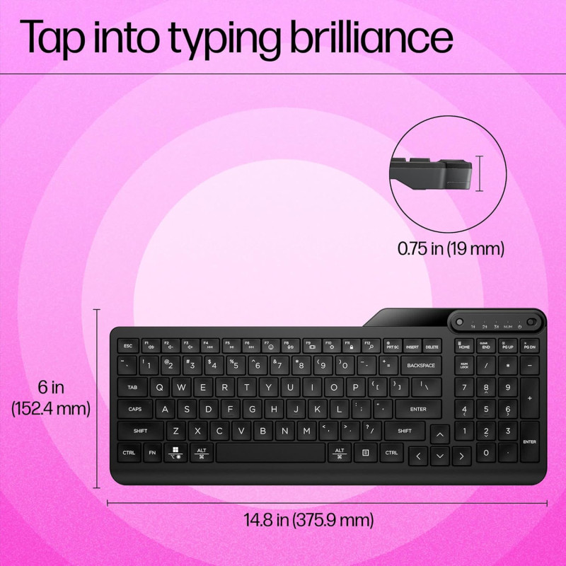 HP Клавіатура мембранна HP 460 Multi-Device key, BT, EN/UK, чорний