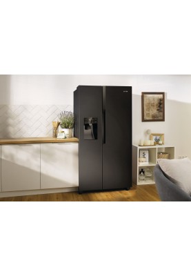 Gorenje Холодильник SBS, 179x68x91см, 2 дв., Х- 368л, М- 167л, A++, NF Plus, Інвертор, диспенсер, Дисплей, чорний