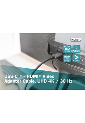 Digitus Адаптер USB-C - HDMI UHD 4K, M/M, 1.8 m