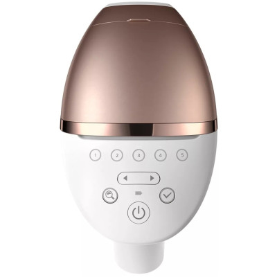 Philips Фотоепілятор Lumea IPL 9900 Series, акумуляторний , кіл-ть спалах.-450000, 2-4 см2, насадок-3, футляр, біло-золотий