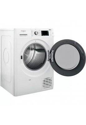 Whirlpool Сушильна машина тепловий насос, 9кг, A++, 65см, дисплей, люк чорний, білий