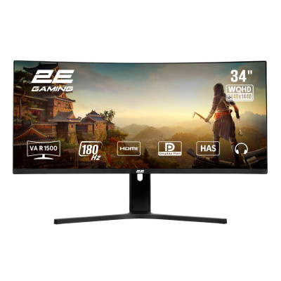 2E Gaming Монітор 34" G3424B 2xHDMI, DP, VA, 3440x1440, 180Hz, 1ms, NTSC 85%, CURVED, FreeSync, HAS 2E Gaming Монітор 34" G3424B 2xHDMI, DP, VA, 3440x1440, 180Hz, 1ms, NTSC 85%, CURVED, FreeSync, HAS