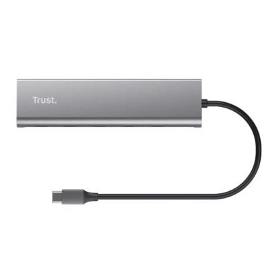 Trust Хаб Halyx USB-C > 5xUSB-C , Алюміній, 0.1м, сірий