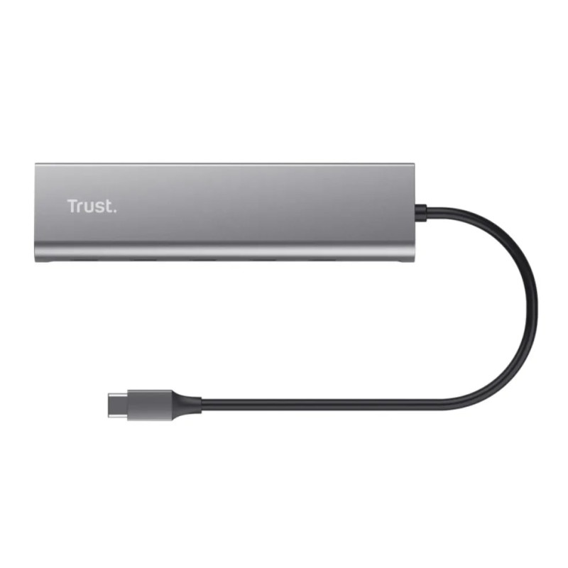 Trust Хаб Halyx USB-C > 5xUSB-C , Алюміній, 0.1м, сірий