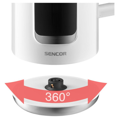 Sencor Електрочайник 1.7л, Strix, LED дисплей, підвійні стінки, сенс. керування, білий