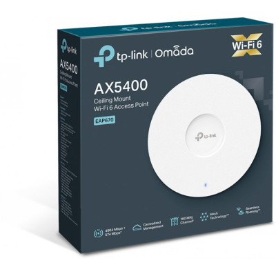 TP-Link Точка доступу EAP670 AX5400 1x2.5GE LAN PoE MU-MIMO стел.