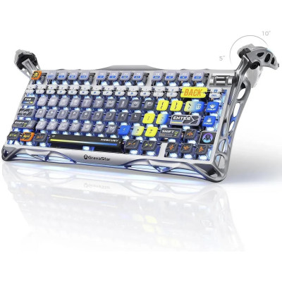 GravaStar Клавіатура механічна Mercury K1 Pro 80keys, GravaStar x Kailh Speedy Mint, BT/WL/USB, RGB, Interstellar Silver