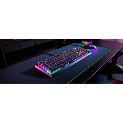 Razer Клавіатура механічна BlackWidow V4 X 110key, Green Switch, USB-A, EN/RU, RGB, чорний