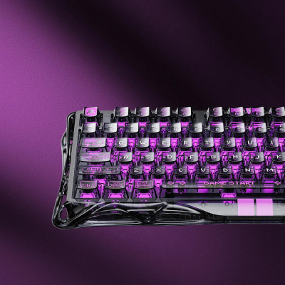 GravaStar Клавіатура механічна Mercury V75 Lite 75keys, Blackcore, USB-A, Transparent Black