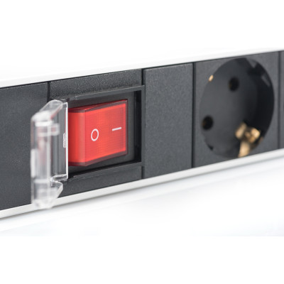 Digitus Блок розеток 1U, 7xSchuko, 16A, 250V, вимикач, вилка Schuko