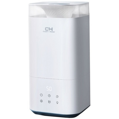 Cooper&Hunter Зволожувач повітря Grenada СH-2550T 5 л, 40 м2, 250 мл/г, ультразвуковий, верхня затока, гігростат, аромакапсула, підсвічування, білий