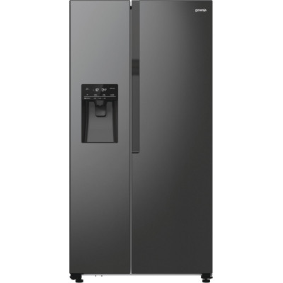 Gorenje Холодильник SBS, 179х70х92см, 2 двері, 376(190)л, А++, NF+, Інв., Зона св-ті, диспенсер, генератор льоду, Зовн. Диспл, чорний