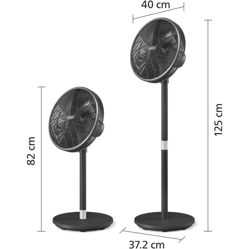Philips Вентилятор Philips підлоговий Series 3000, 40см, 48Вт, керування через смартфон, регулювання висоти, чорний